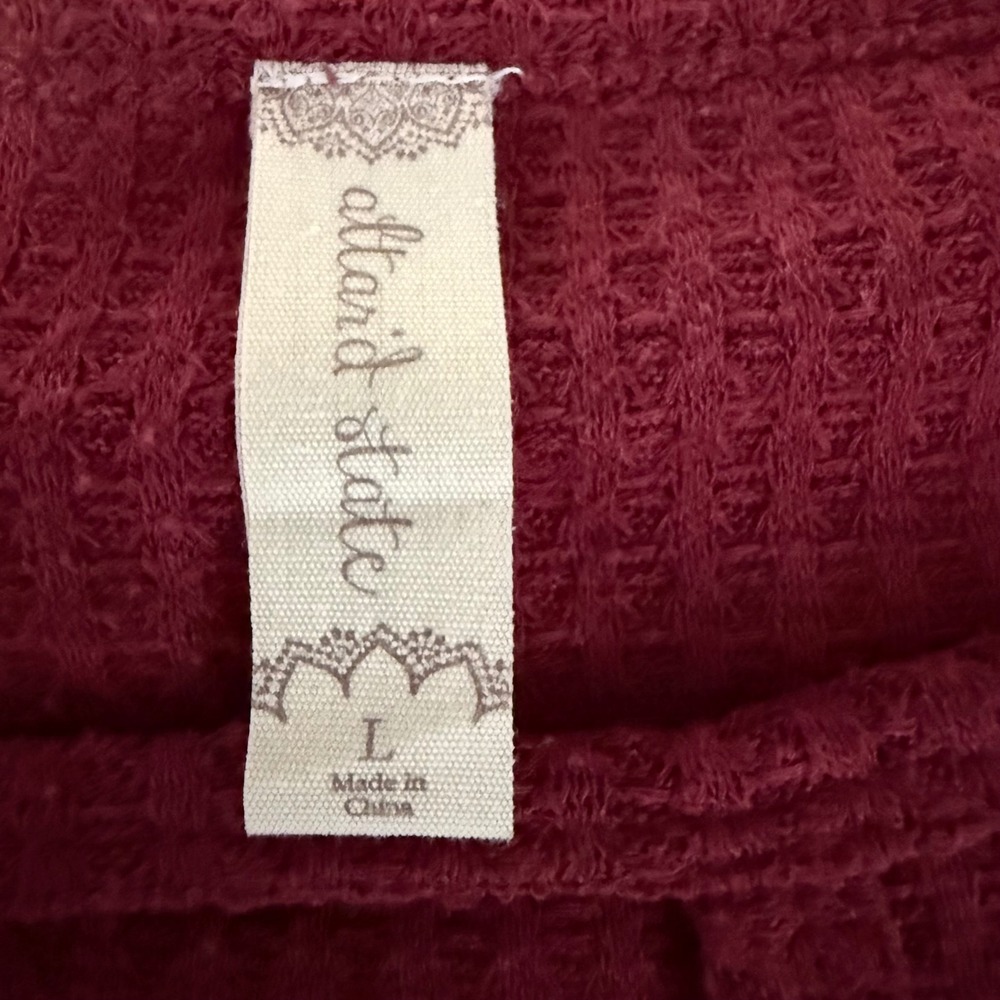 Altard State Long Sleeve Burgundy Waffle Knit Top Size Large - Picture 6 of 9